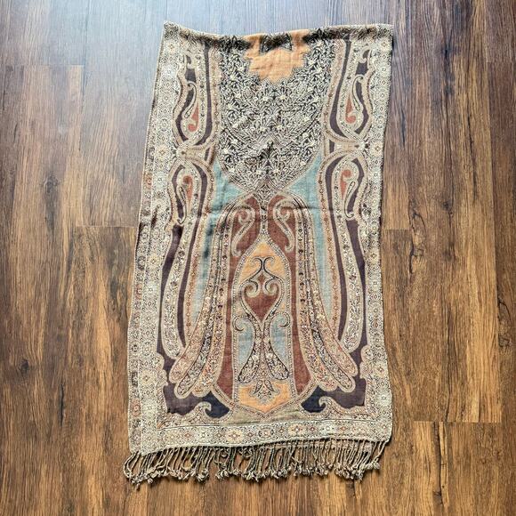 Paisley Fringe Scarf Shawl Wrap Boho Heritage Fall Accessory 71x20.5 - Picture 6 of 11